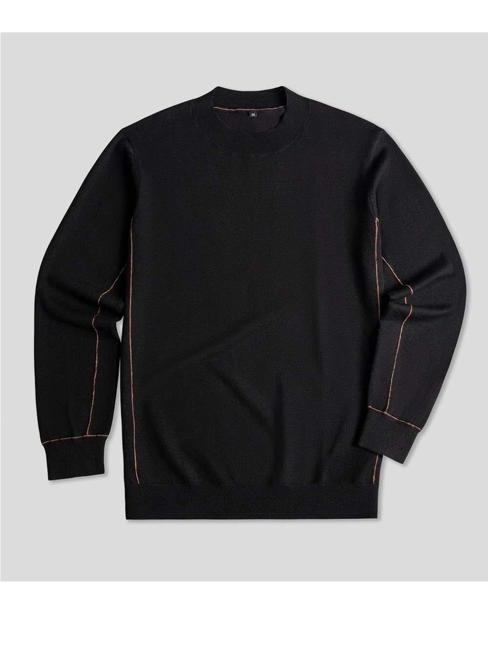 Men's Black Crewneck Sweater with Contrast Stitching